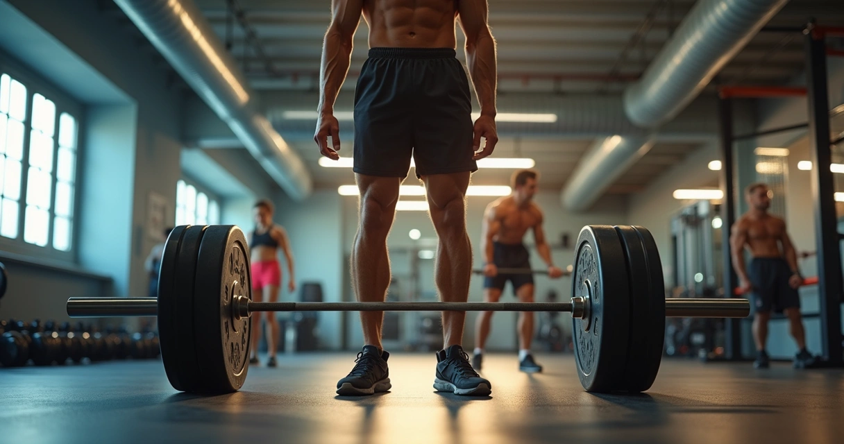 Pessoa fazendo levantamento terra com barra