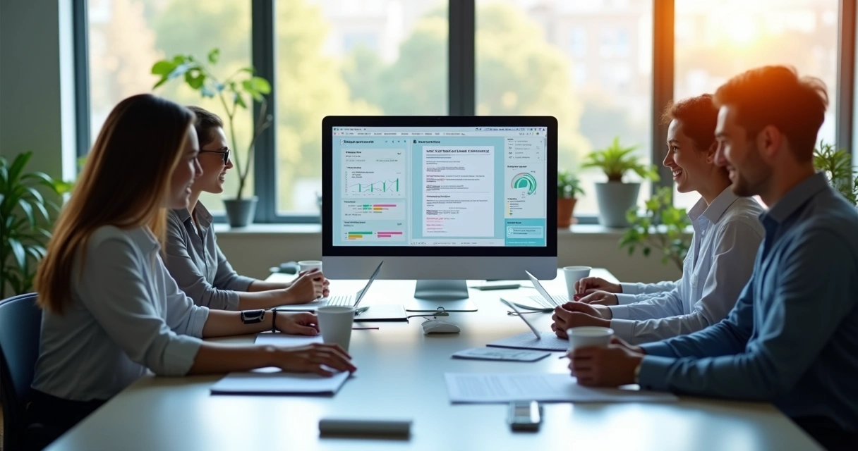 RH analisando currículos em computador 
