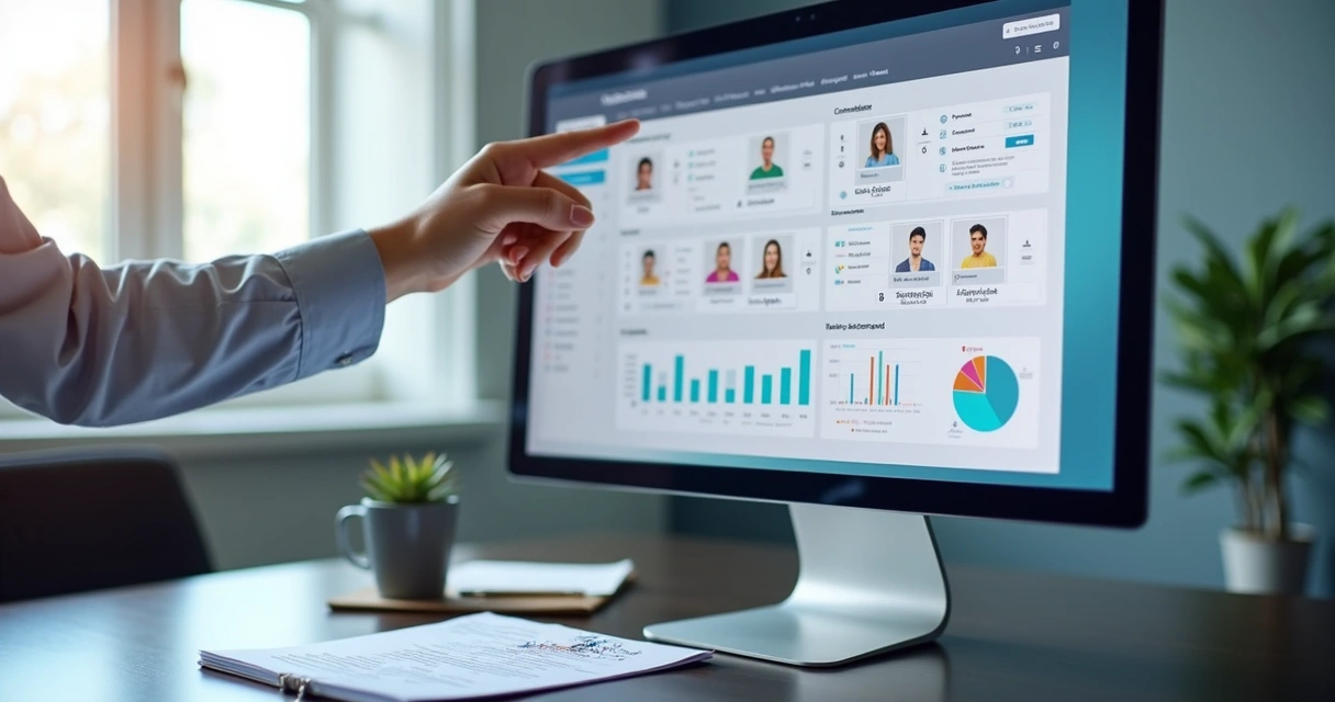 Painel de triagem digital com currículos e indicadores 