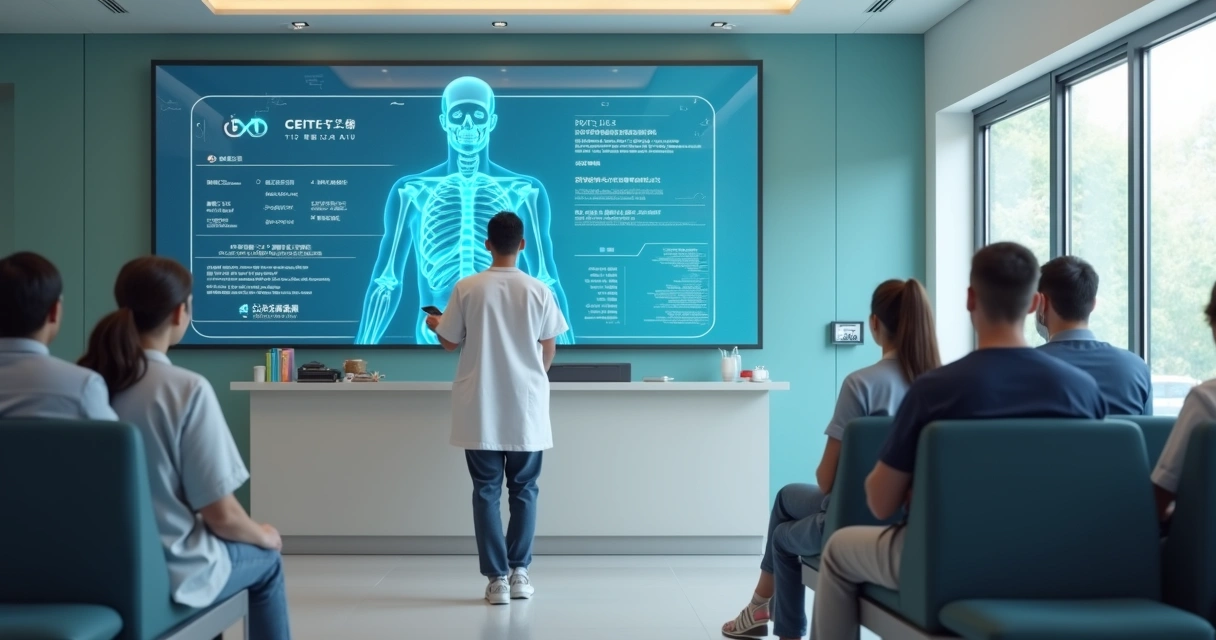 Tela de computador com sistema de triagem médica com IA 