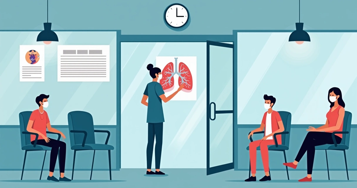 Contágio e prevenção da tuberculose pulmonar em hospitais 3 Profissional de saúde realizando triagem para tuberculose em hospital