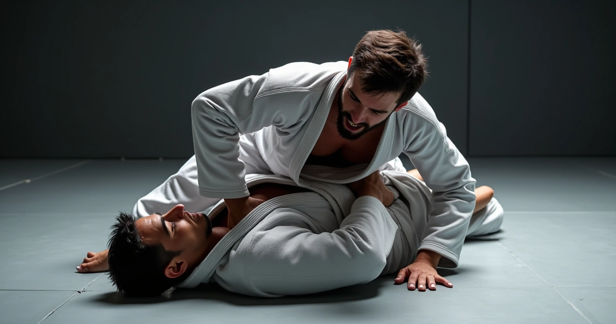 Triangle choke from closed guard, one arm in, one arm out