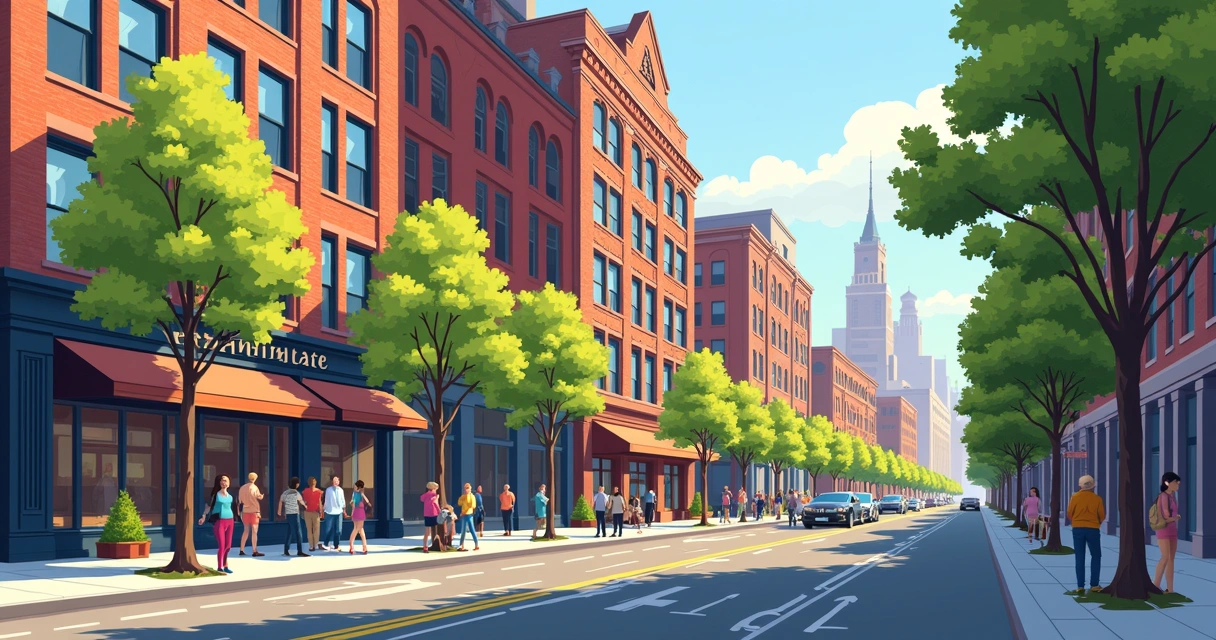 Fachada de lofts tradicionais com restaurantes em TriBeCa, Manhattan. 