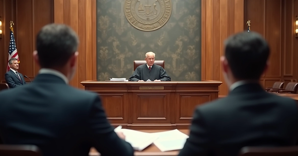 Juiz analisando laudo pericial contábil em tribunal 