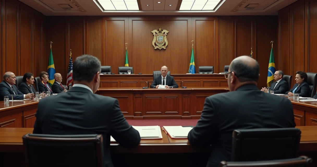 Tribunal do júri em sala de audiência no Brasil