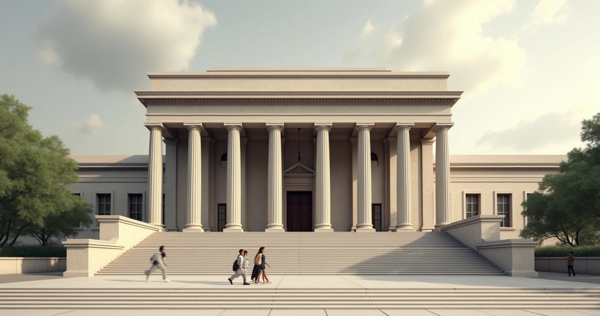 Edifício de tribunal com detalhes clássicos 