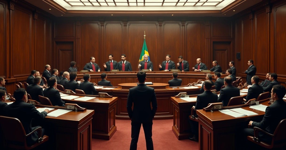 Julgamento em plenário do STJ com ministros reunidos 