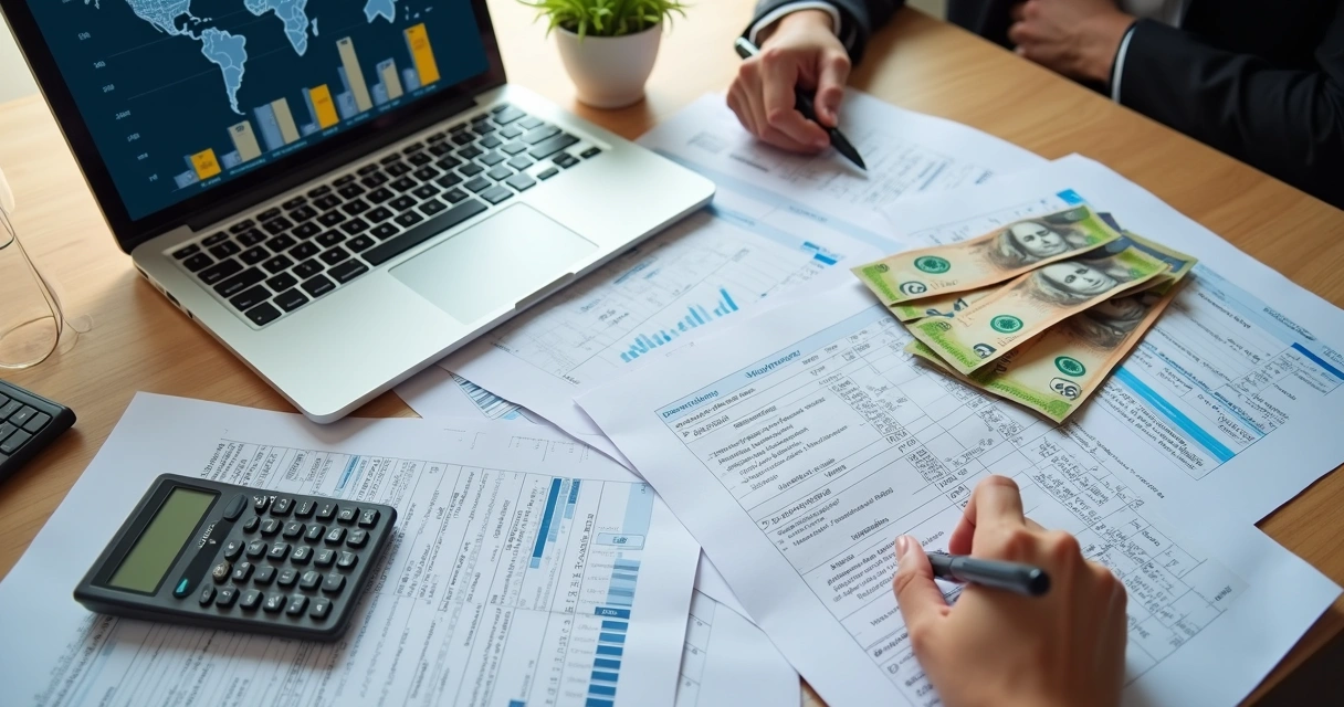 Declaração de imposto de renda com documentos de investimento global 