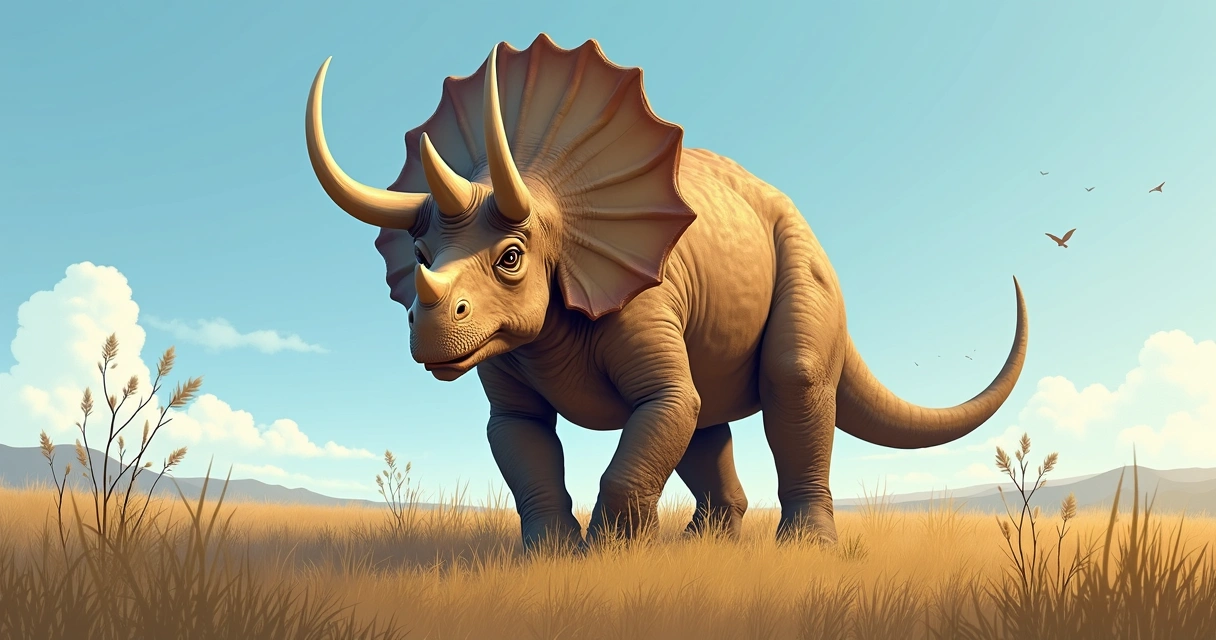 Triceratops com três chifres e colar ósseo espesso 