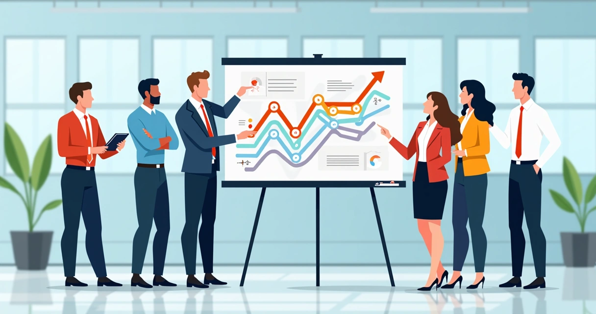 Equipe acompanhando pontos em um quadro digital mostrando progresso em trilha de aprendizagem.