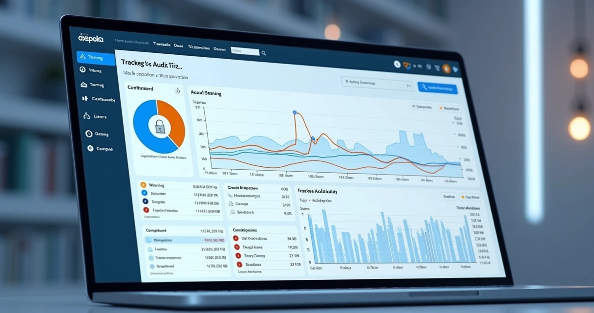 Visão geral de um software mostrando trilhas de auditoria organizadas 