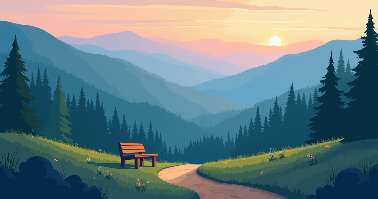 Trilha nas montanhas Blue Ridge ao amanhecer 