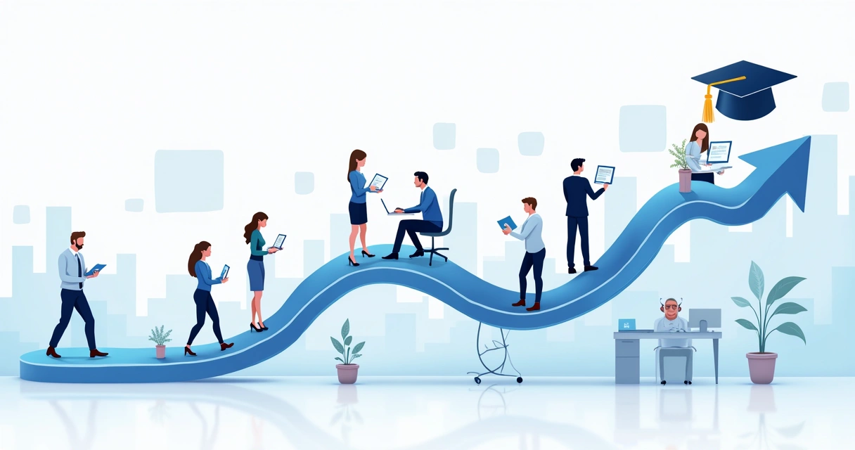 Gráfico ilustra o progresso de colaboradores em trilha corporativa de aprendizagem