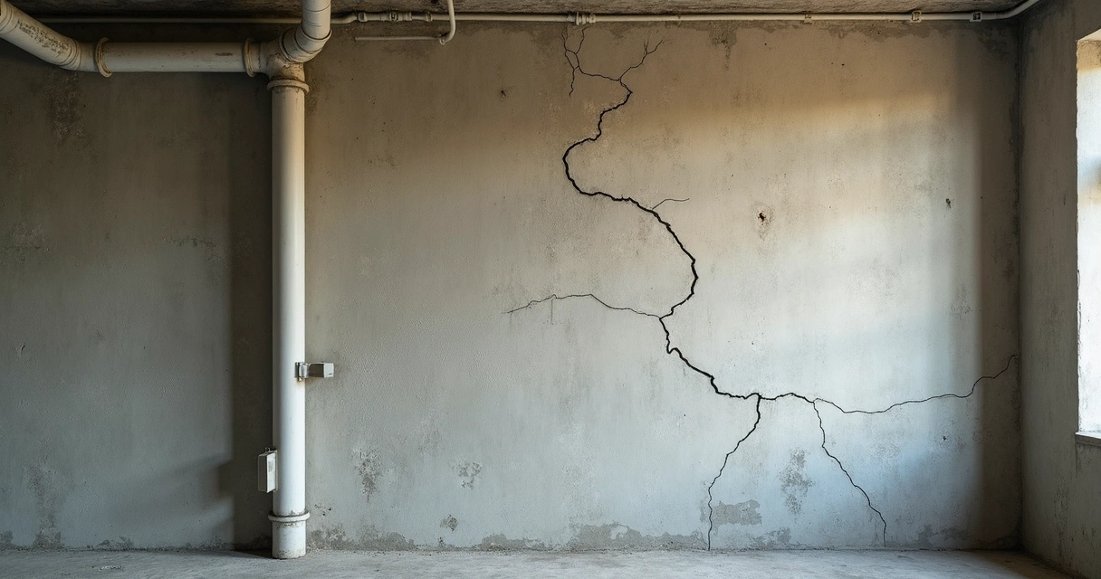 Trinca aparente em parede de concreto de edifício residencial 