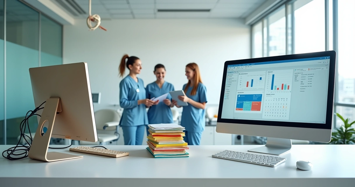 Equipe de clínica odontológica decide trocar computadores antigos por novos na recepção 