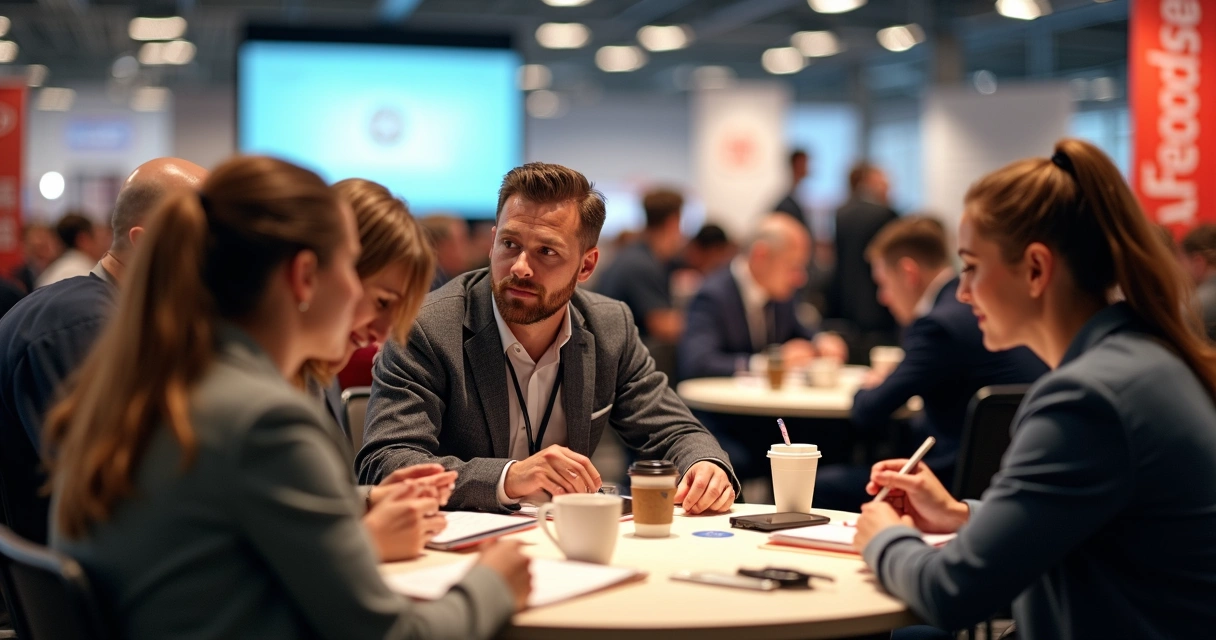 Profissionais do foodservice trocando experiências em evento 
