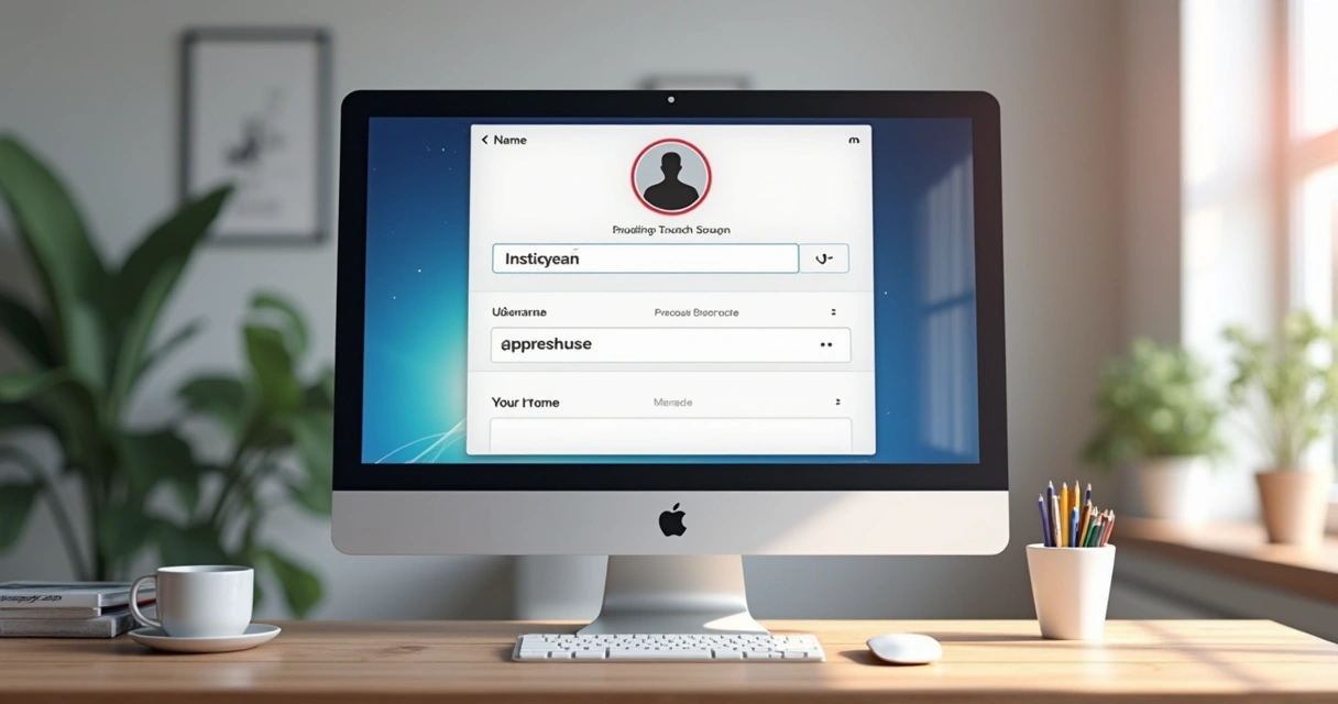 Tela de edição de perfil do Instagram no desktop, campos de nome e nome de usuário destacados 