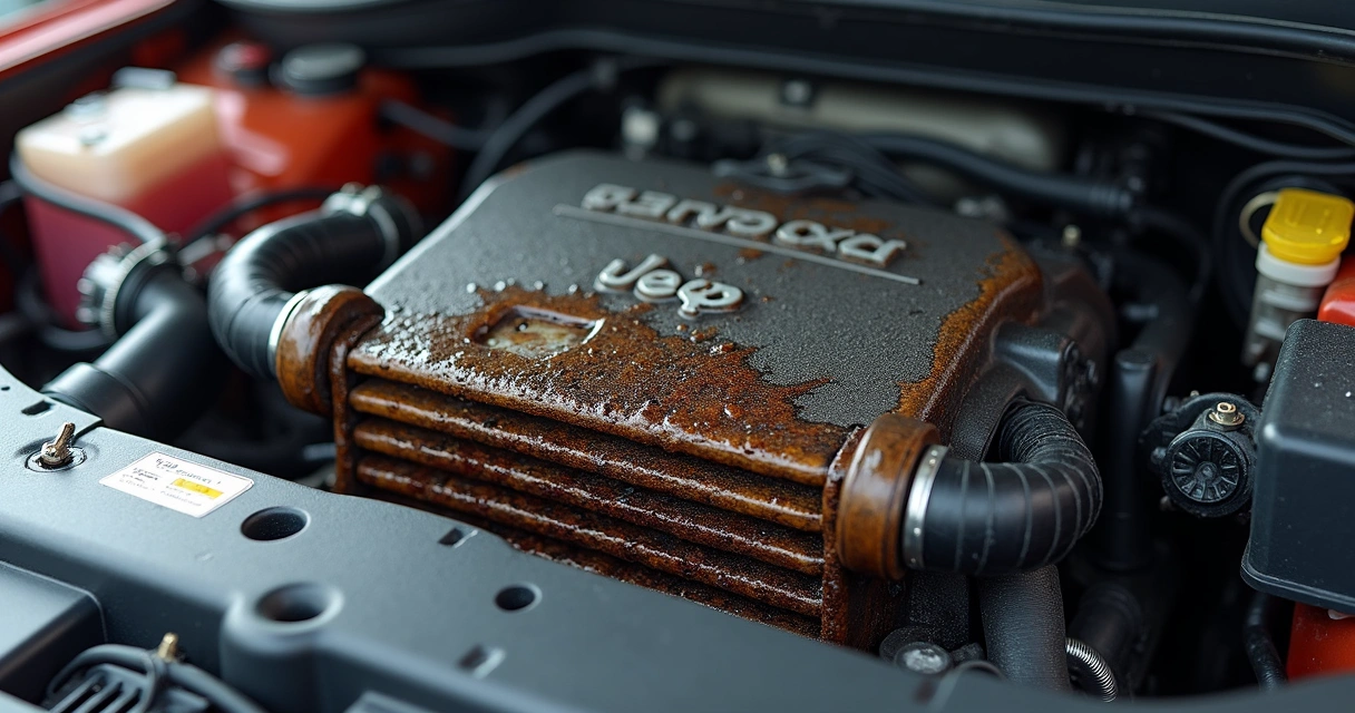 Vazamento visível no trocador de calor do Jeep Renegade