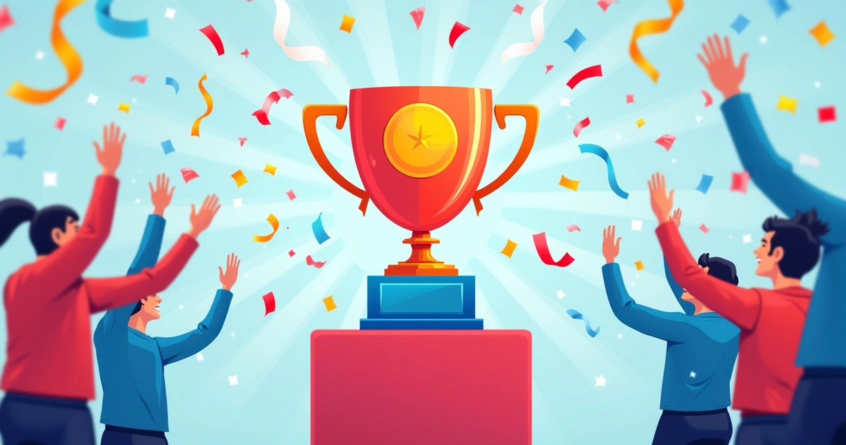 Troféu de acrílico colorido em pódio de premiação 