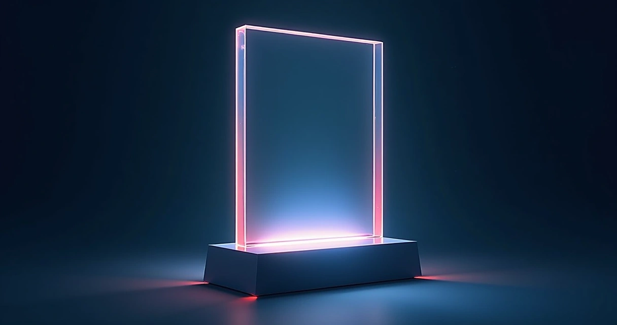 Troféu acrílico com efeito LED e impressão UV colorida 