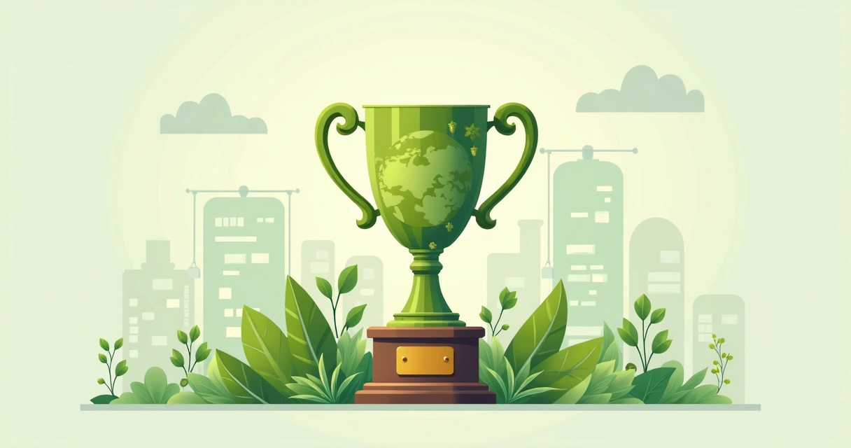 Troféu ecológico sustentável com elementos naturais para premiação de equipe 