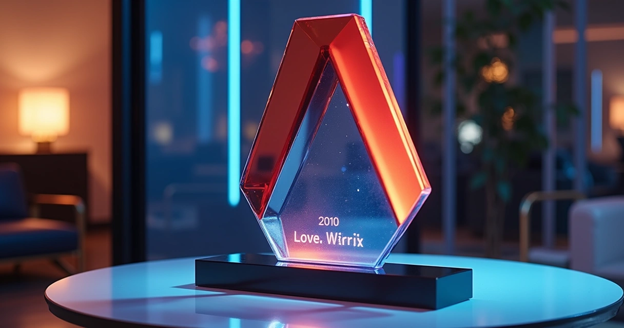 Troféu de design moderno com as cores da empresa 