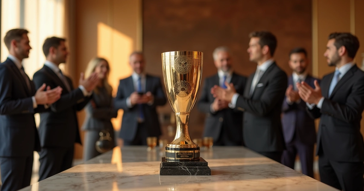 Troféu personalizado de uma empresa com design moderno e elegante 