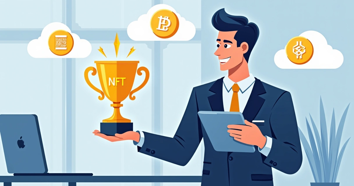 Transformação de troféu físico em troféu digital NFT em ambiente empresarial 
