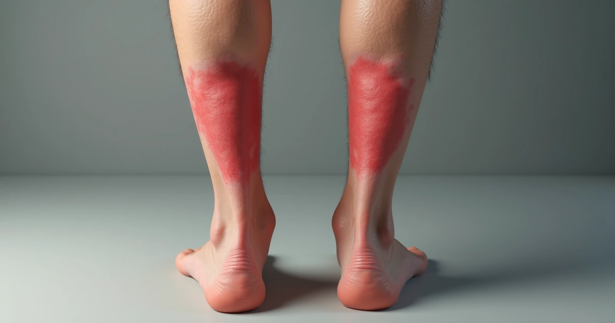 Perna com inchaço, calor e vermelhidão de trombose 