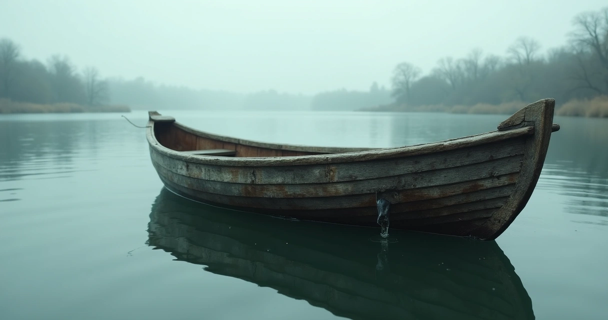 A small rowboat with water leaking through a crack, symbolizing trust damage 