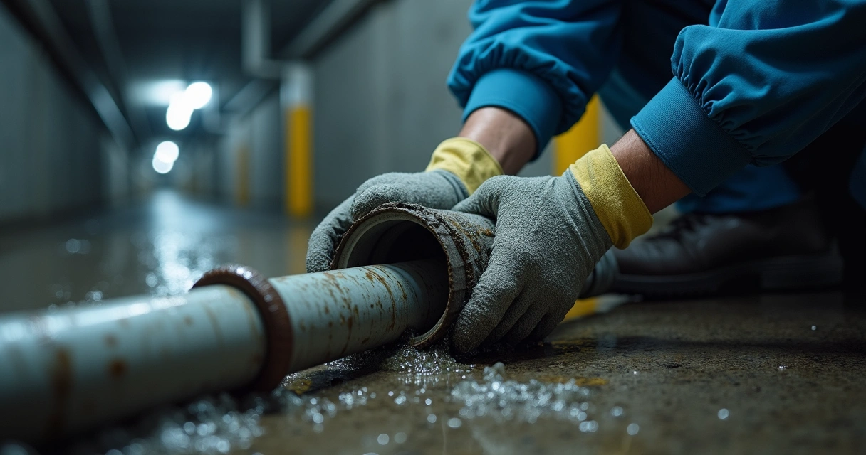 Tubos de escoamento de garagem inspecionados pelo profissional 
