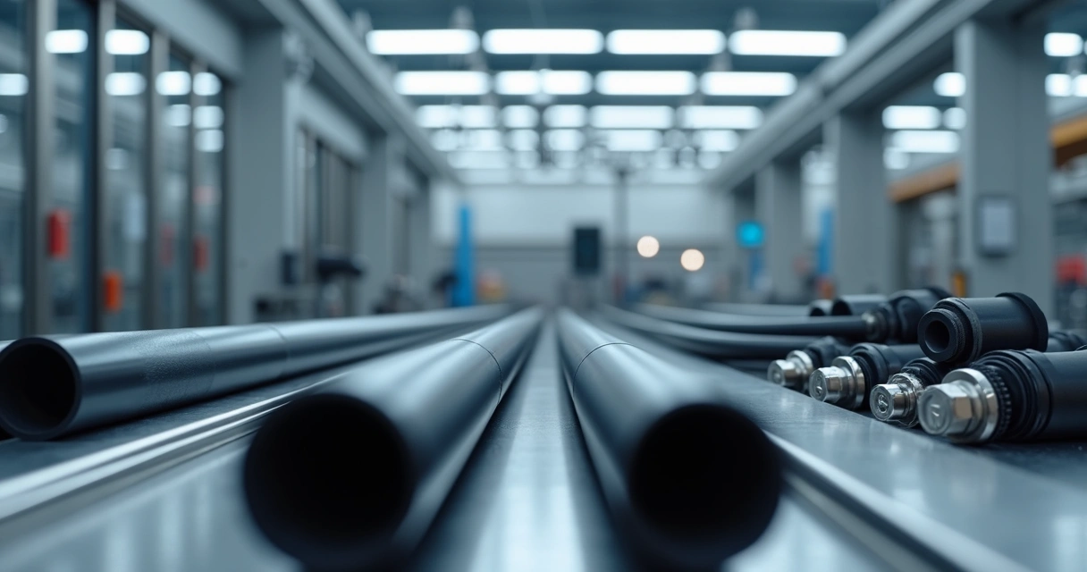 Tubos técnicos de poliamida em ambiente industrial 