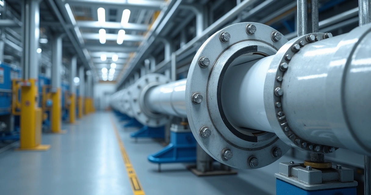Tubulação industrial de PRFV com revestimento interno em PTFE 
