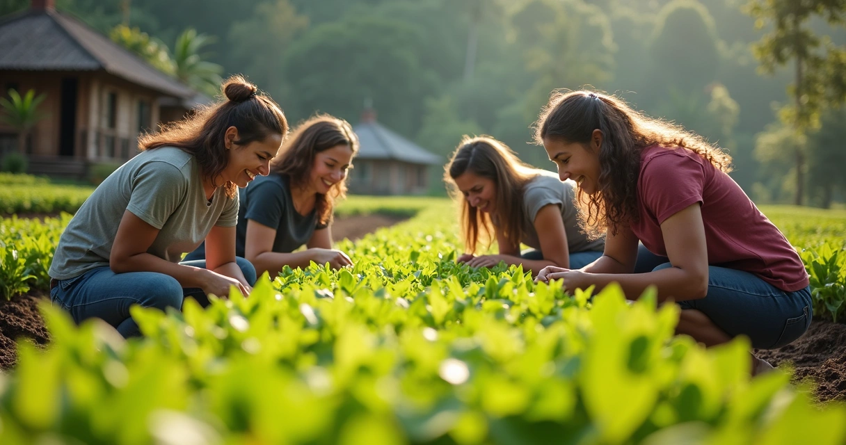 Turistas ajudam comunidade local em plantio agroecológico 