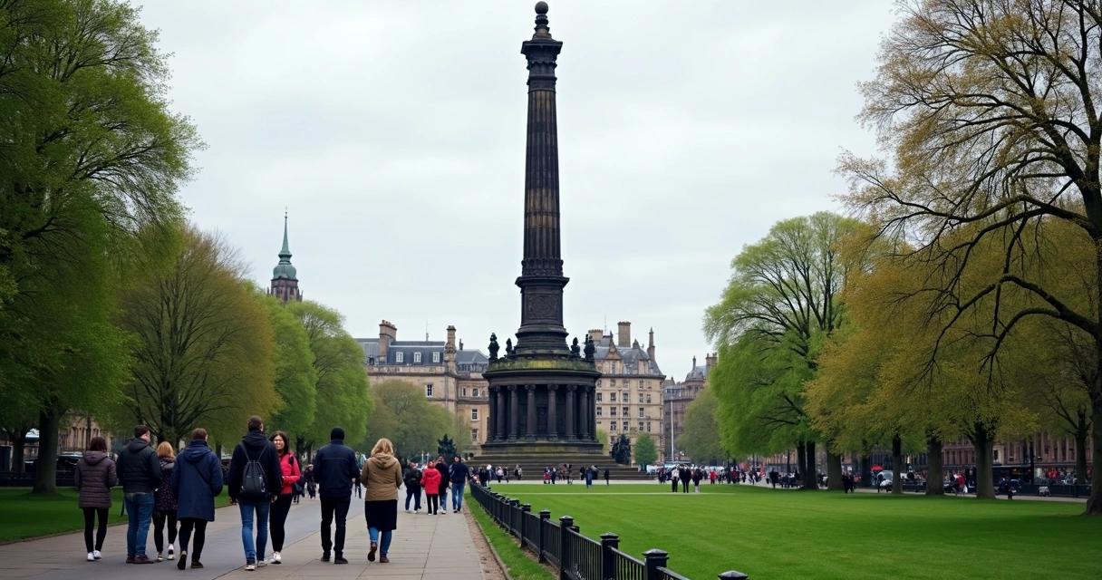 Turistas em Edimburgo diante do Monumento a Walter Scott 
