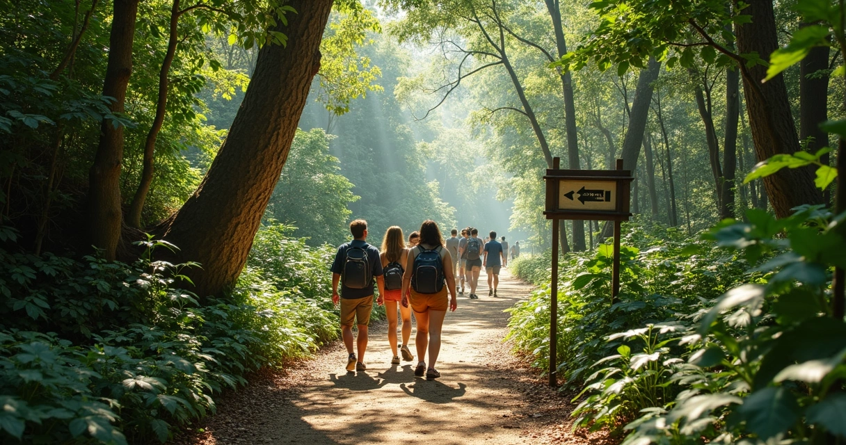 Turistas em trilha natural no Paraná