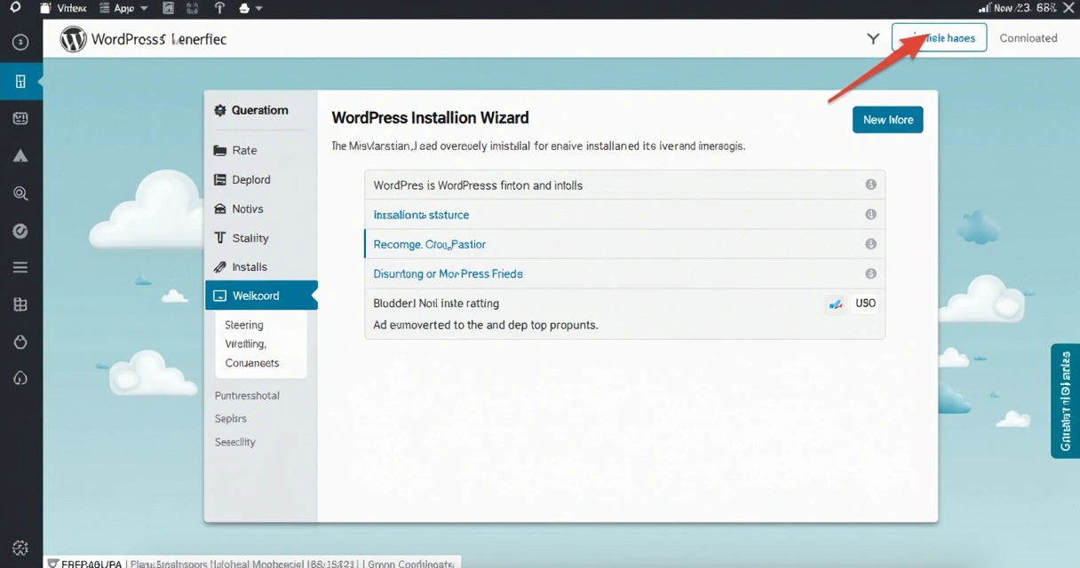 Passos de instalação automática WordPress em painel simplificado. 