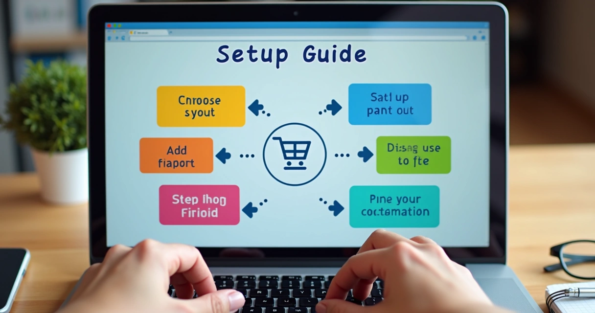 Tela passo a passo de configuração inicial de loja virtual 