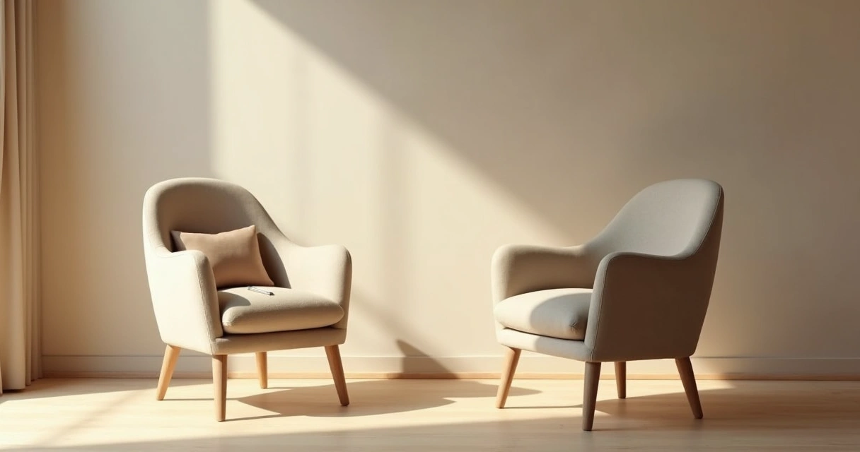 Two chairs with space between them 