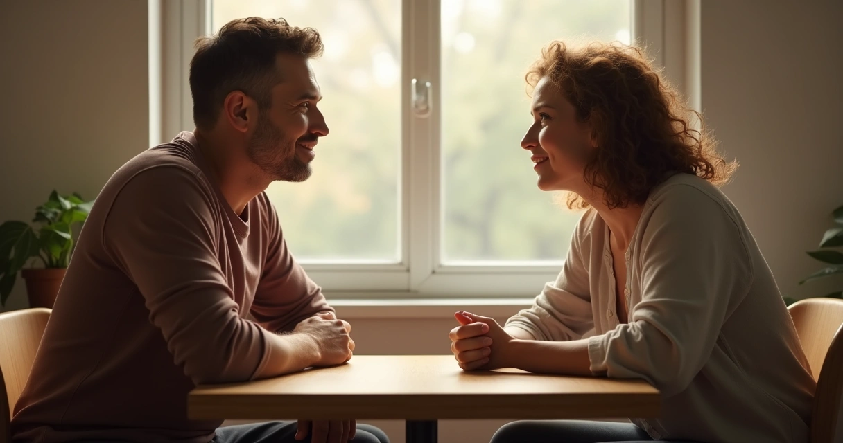 Two people having a heartfelt conversation