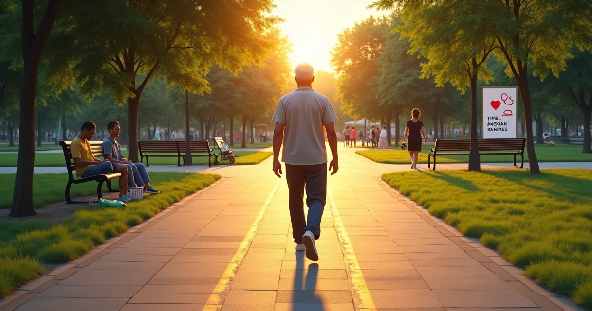 Person walking on a split path showing different type 2 diabetes risk factors 