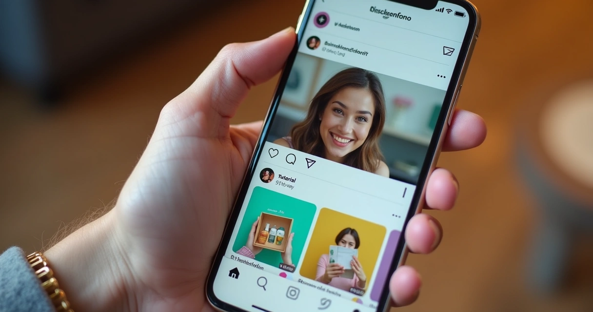Mockup of mobile screen showing social media feed with different UGC video types 