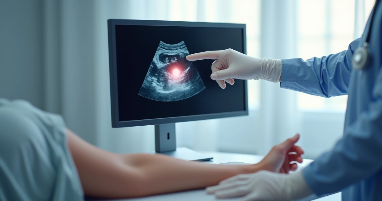 Ultrassom mostrando nódulo de lipoma sob a pele 