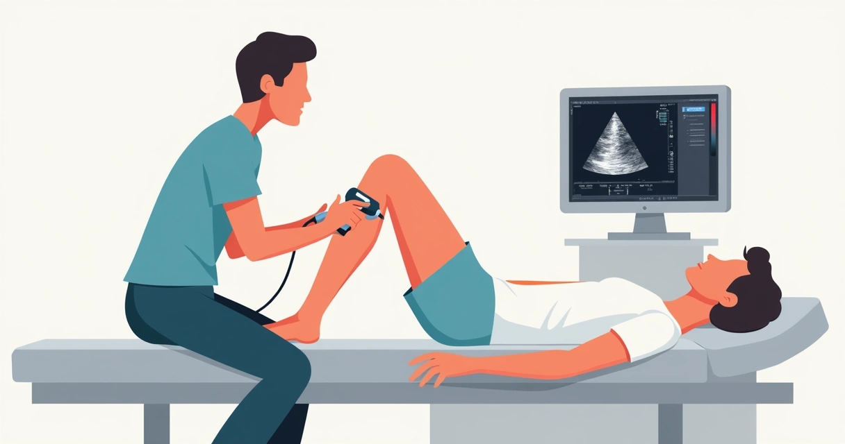 Paciente realizando ultrassom doppler venoso na panturrilha 