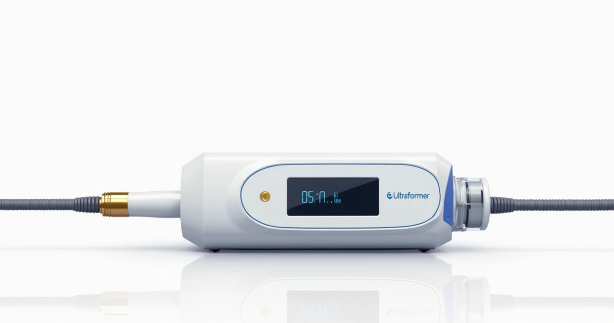 Equipamento de ultrassom microfocado visto de perto. 