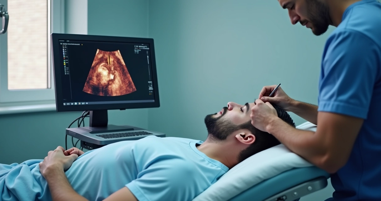Exame de ultrassom peniano realizado por médico 
