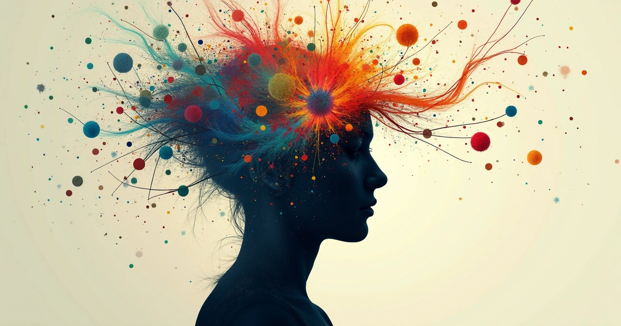 Abstract mind illustration with visible thought patterns 