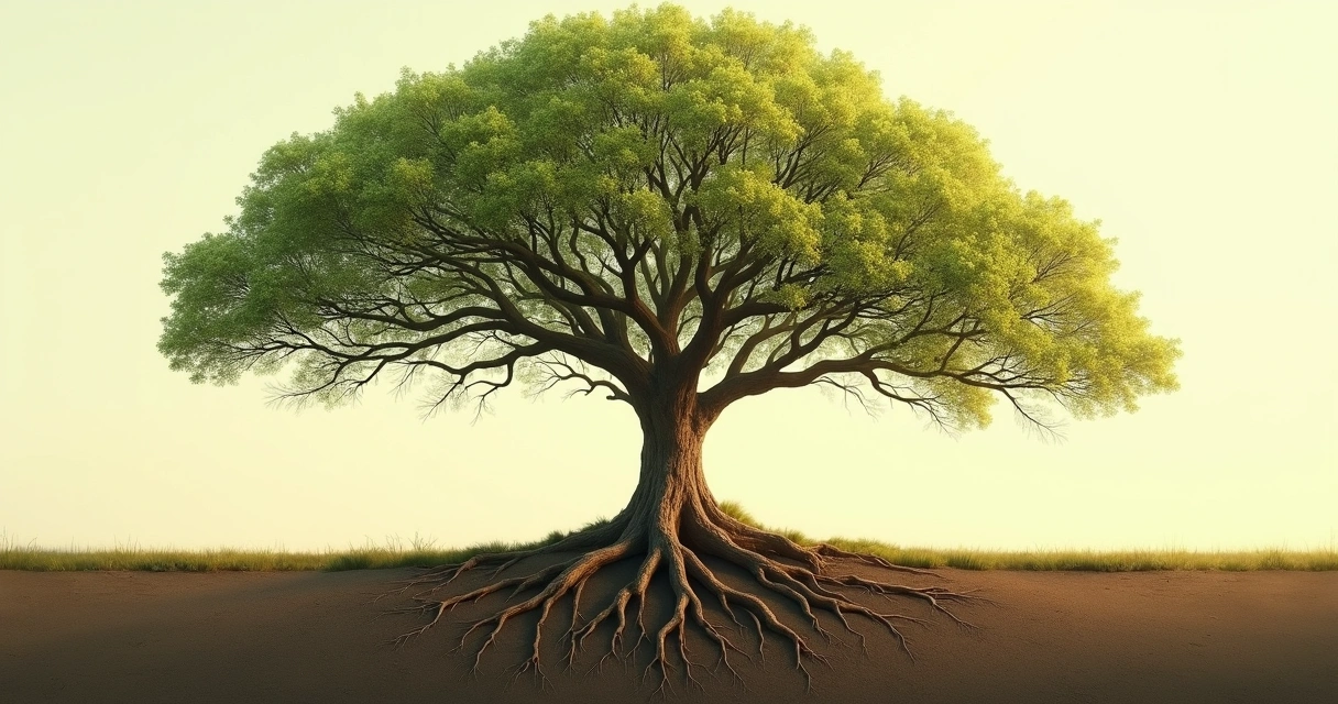 Abstract tree with roots resembling family connections