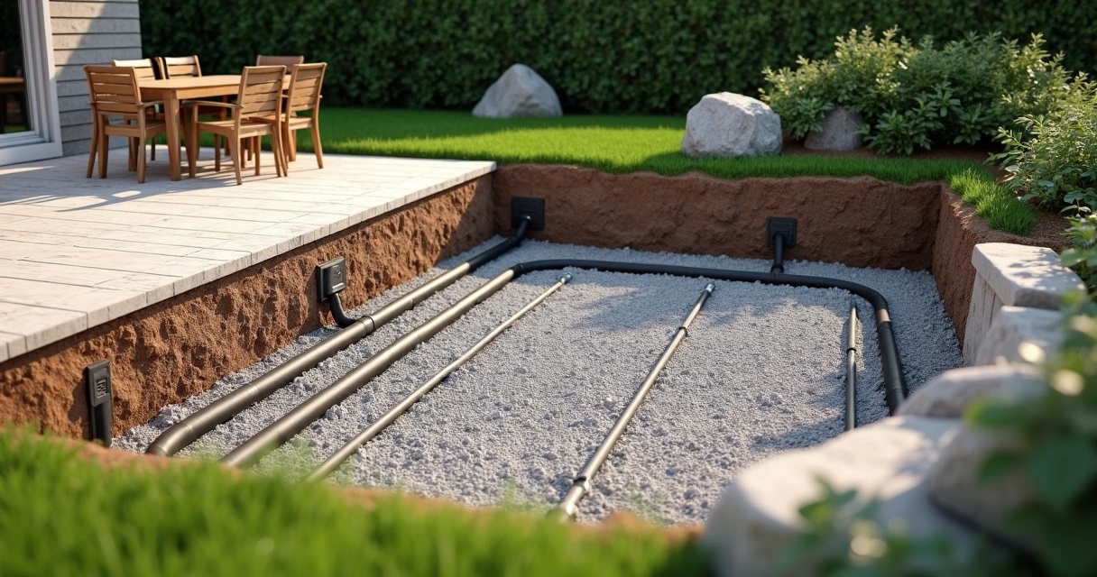 Underground wiring installation for solar patio power in Florida 