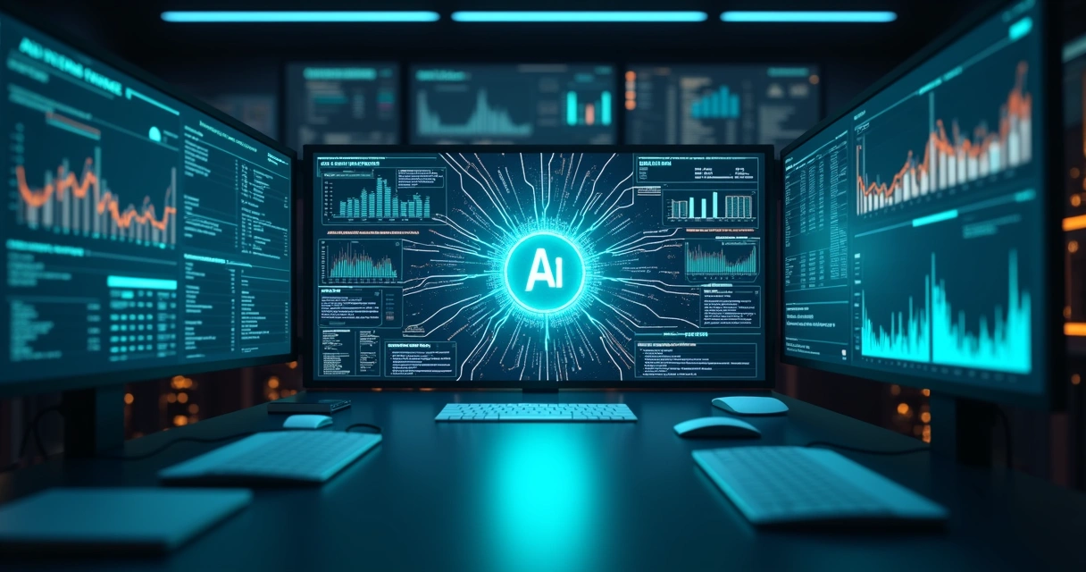 Dashboard visual de integração entre IA e CRM com gráficos e conexões entre sistemas 